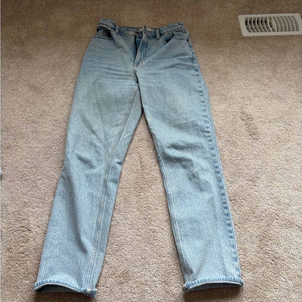 Abercrombie & Fitch Light Blue Curve Love Straight Leg Jeans